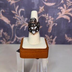 Vintage Estate Silver Toned Angel Ring Size 7 Lot D8